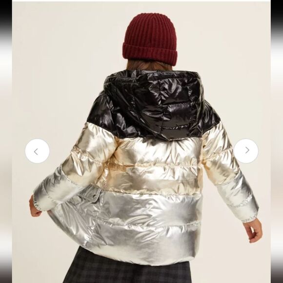Mango Mng Kids Black Gold Silver Puffer Jacket Coat Girls Size 13 14 - Picture 7 of 7
